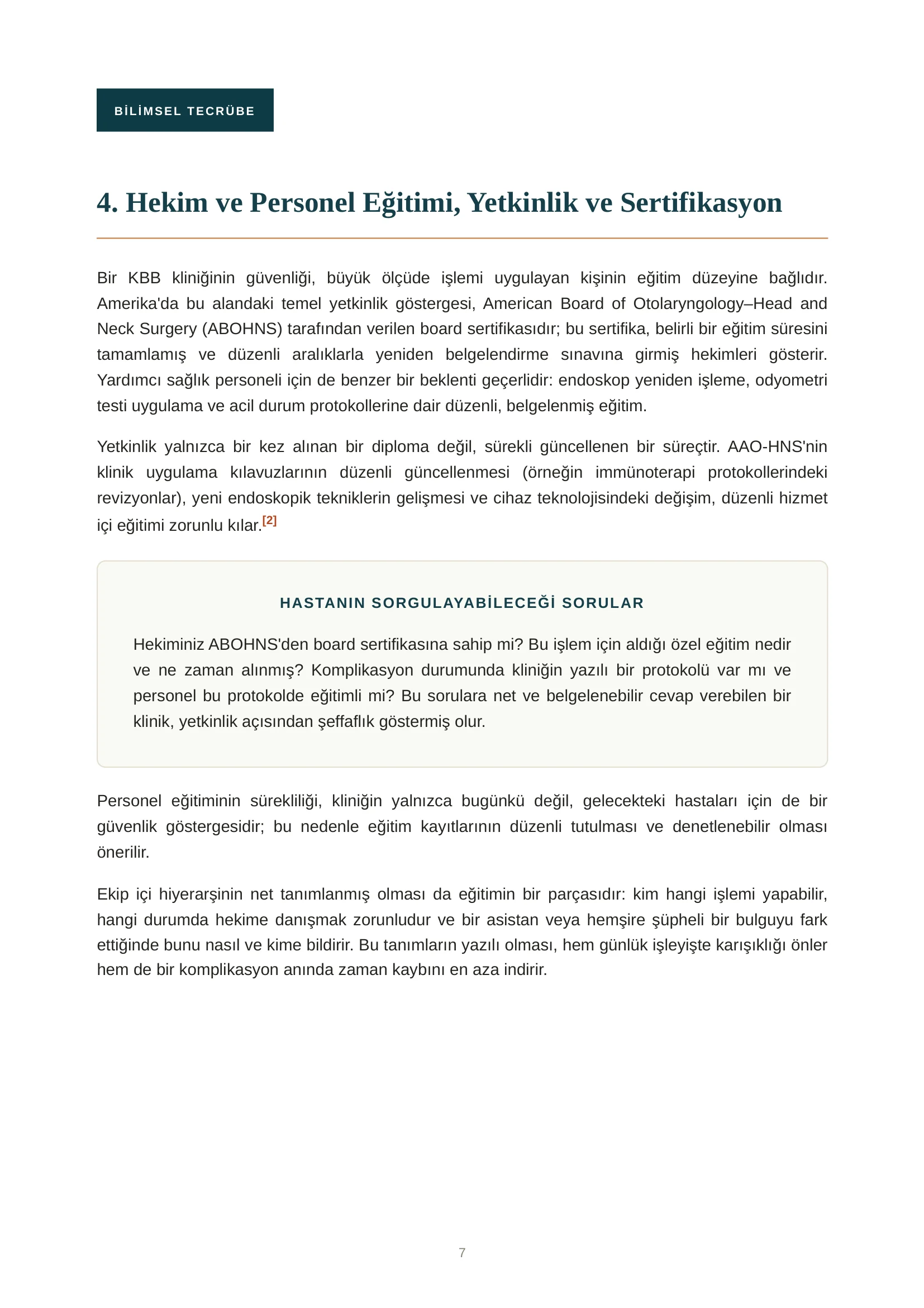 Güvenli Bir KBB Kliniği Nasıl Olmalıdır? - Sayfa 7